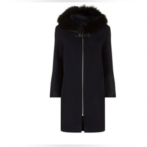 Womens Maje Grafy navy parka style coat size 40 - Picture 2 of 11